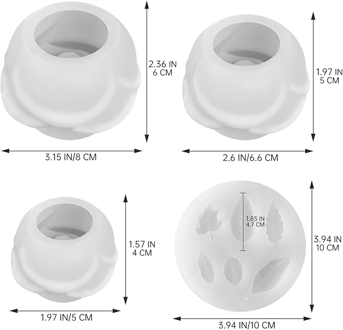 4 PCS Rose Candle Mold Silicone – Flower Shape - Image 2