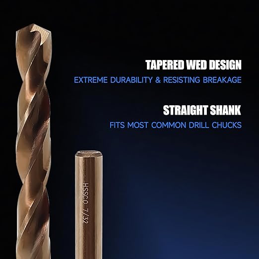 12pcs 7/32" Cobalt Drill Bits, M35 Drill Bits for Metal, Stainless Steel, Cast Iron, Wood, Plastic, Fully Ground from Pro Edge Technology
