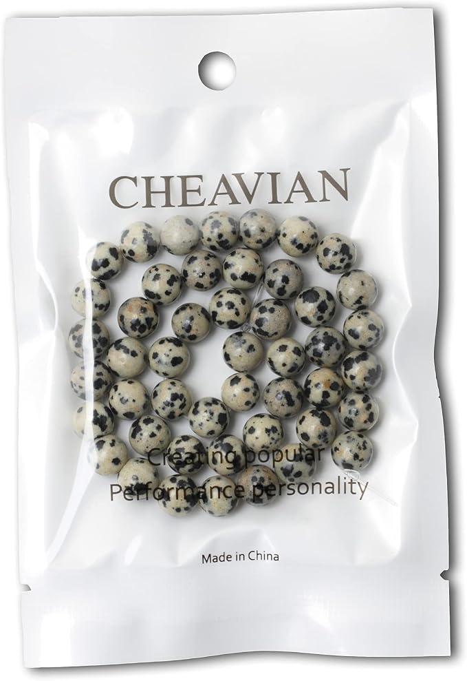 45PCS 8mm Natural Dalmatian Stone Round Loose Beads - Image 5