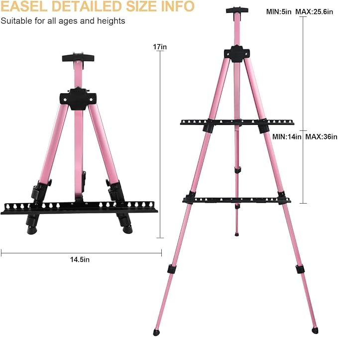 RRFTOK Pink 17-66 Inch Adjustable Art Easel Stand - Image 5