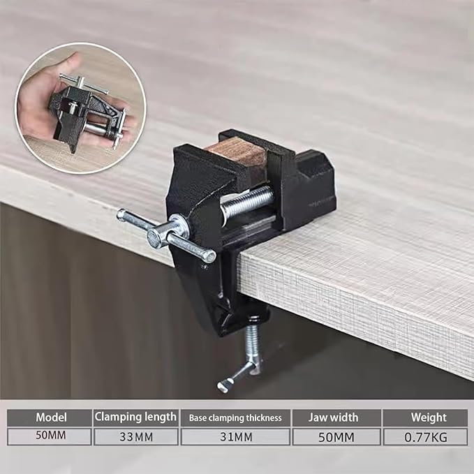 Mini Table Clamp Small Bench Vice New upgraded cast iron manufacturing Jewelers Hobby Clamps Craft Repair Tool Portable Work Bench Vise (mini) (BLACK, MINI 2 INCH)
