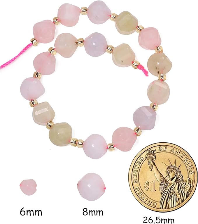 42pcs Natural Morganite Stone Beads - Image 2