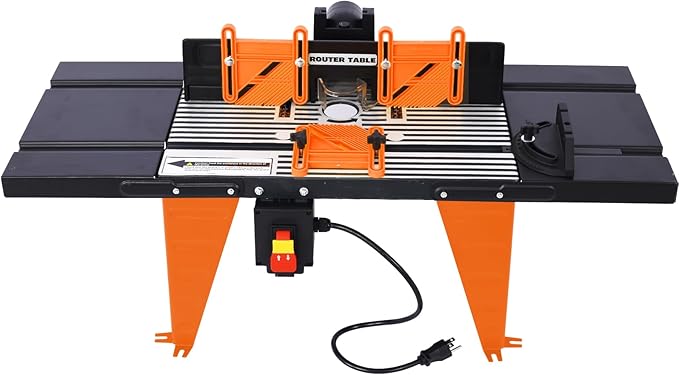 Electric Benchtop Router Table Wood Working Tool Craftsman Tool Stands Woodworking Bench Table Aluminum Strong Structure Tables for Woodworking Tasks (Black+Orange, 34")