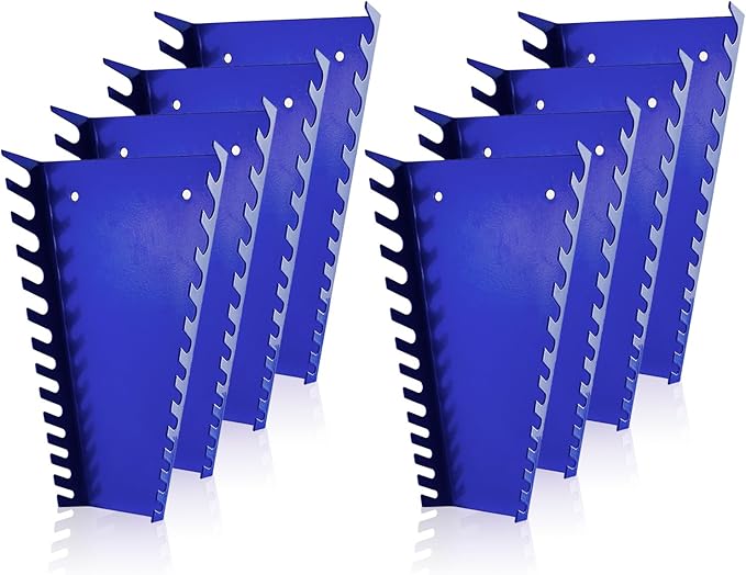 ALOANES 104-Slot Metal Wrench Organizer, Heavy Duty Wrench Organizer Tray for Tool Box, Fit SAE & Metric Wrench Storage, 8 Pack Wrench Holders(Blue)