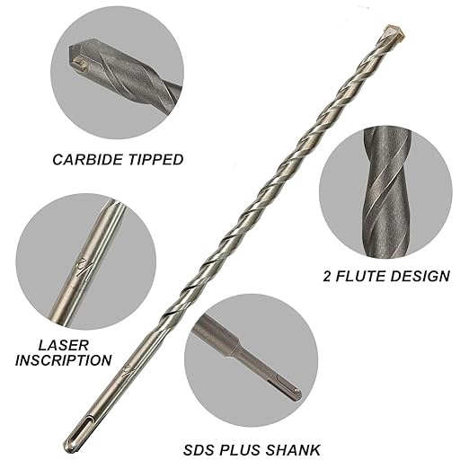 6-Pack SDS Plus 5/8 inch x 8 inch Rotary Hammer Drill Bits, Carbide Tipped for Brick, Stone and Concrete (5/8'' x 8'')