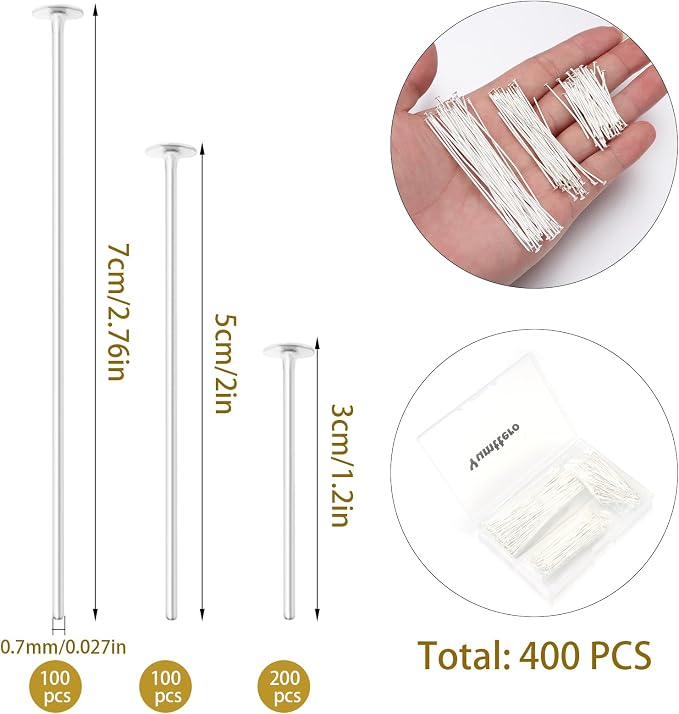 400 PCS 30mm 50mm 70mm Mixed Length Head Pins - Image 2