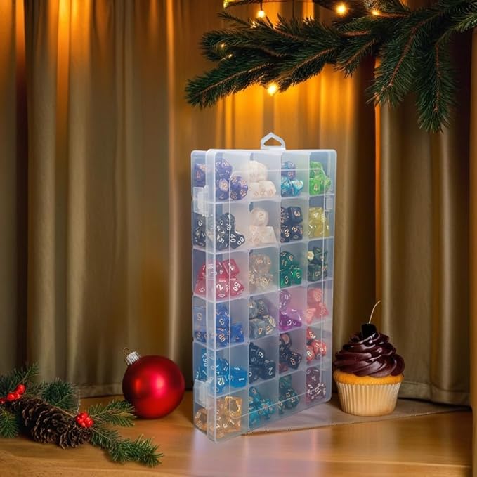2 Pack DND Dice Storage Box Each 24 Grids Polyhedral Dice Organizer - Image 7
