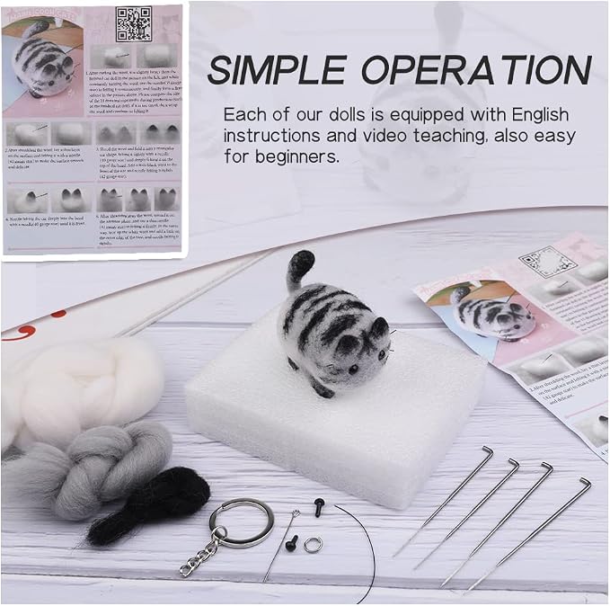 QMNNMA Needle Felting Starter Kit, Animals Needle Felting Set, DIY Wool Felt - Image 3