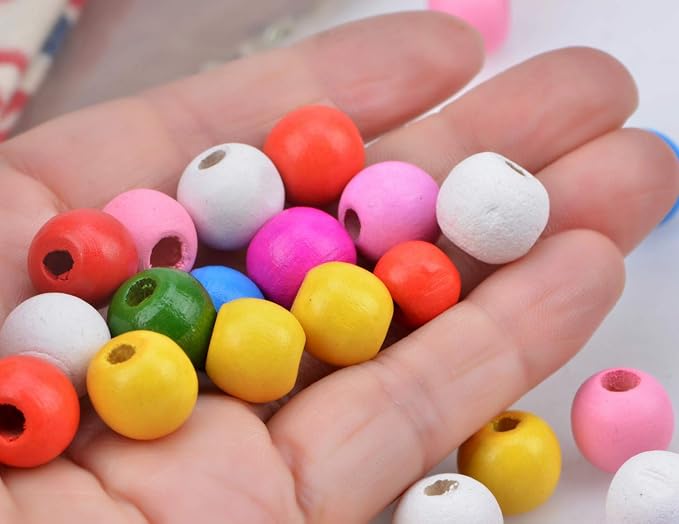 AD Beads Wood Spacer Loose Wooden Craft Beads Big Hole Beads Assorted - Image 4
