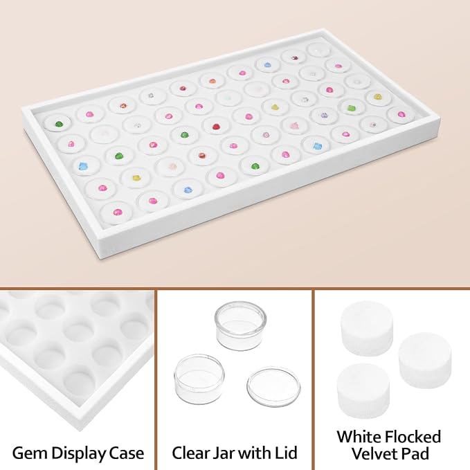 Ikee Design 50 White Foam Gem and Bead Storage Jars Showcase Stackable Display - Image 4