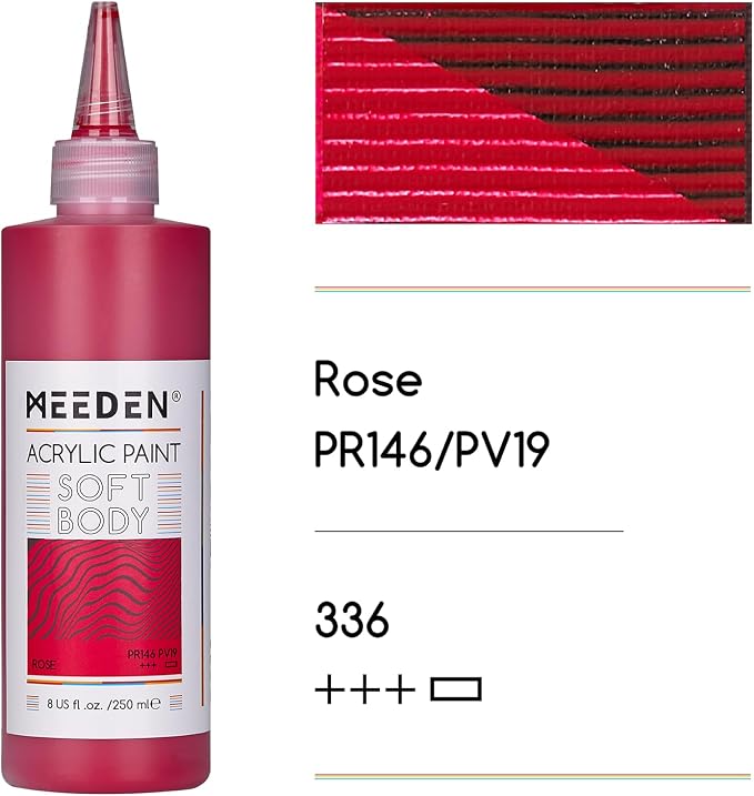 MEEDEN Soft Body Acrylic Paint: Rose Red Matte Finish - 250ml/8.45oz Bulk - Image 2