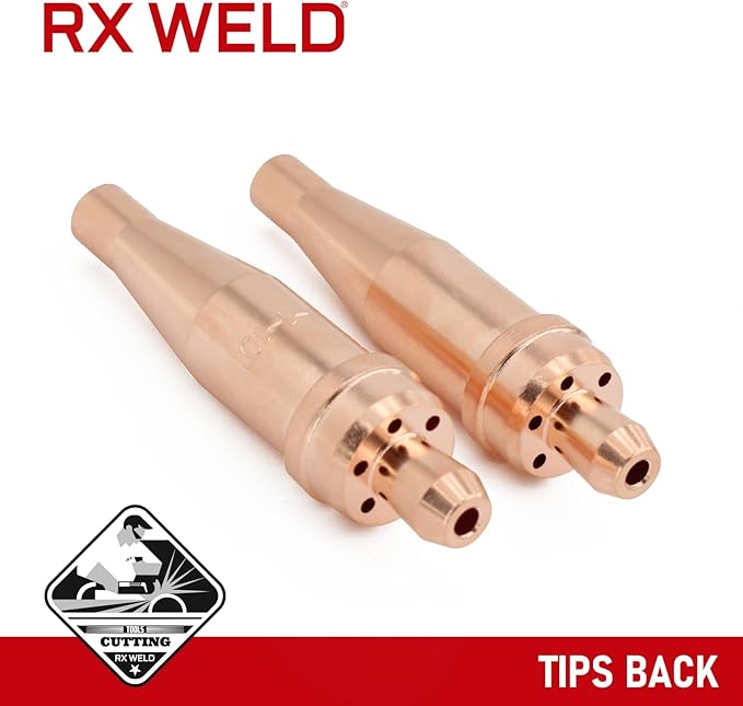 RX WELD 1-1-101 Acetylene Cutting Torch Tips, Fit V-Style Heavy Duty Torch - Pack of 2