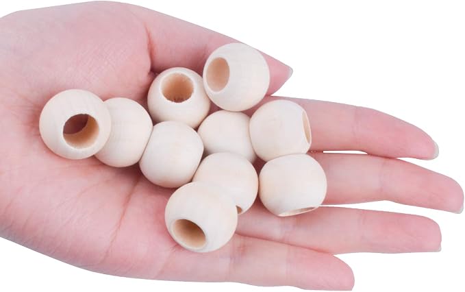 Jdesun 100 Pieces Wooden Beads, Natural Round Wood Loose Beads Wood Spacer 20mm - Image 6