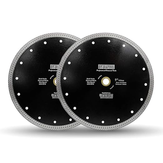 DT-DIATOOL 9 Inch Diamond Blade for Granite, Marble, Porcelain & Ceramic - Pack of 2