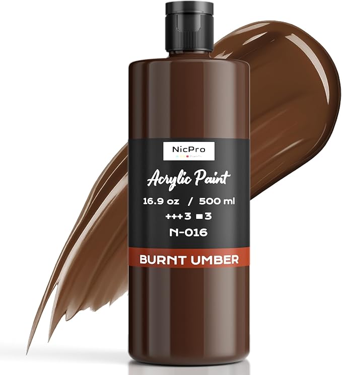 Nicpro Burnt Umber Large Acrylic Paint, Rich Pigments, Non Toxic Craft Paint by Nicpro