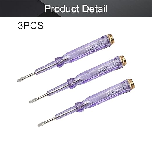 Fielect 2pcs Circuit Tester, Voltage Tester Pen Screwdriver Electric Test Detector, Slotted Screwdriver Test Pen 100-500V