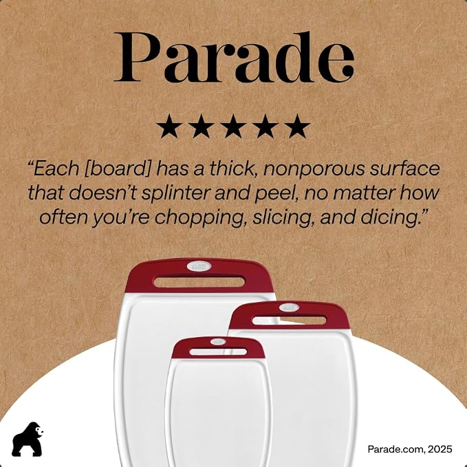 GORILLA GRIP BPA-Free Reversible Kitchen Cutting Board Set of 3, US Designed - Image 9