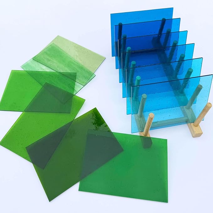 LITMIND 12 Sheets Smooth Transparent Stained Glass Sheets Blue & Green Gradient - Image 4