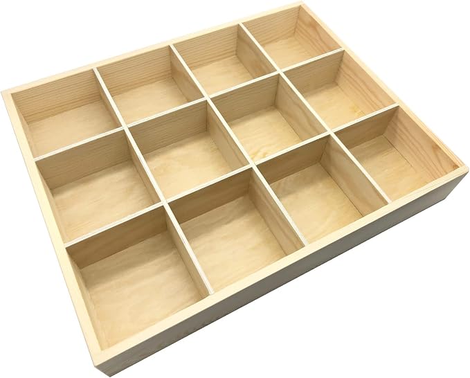 13.4''x10.6''x2'' Wooden Storage Divider Box Showcase Display Box | - Image 4