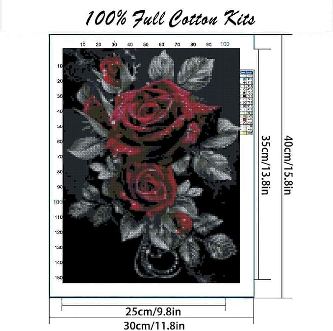 Flowers Stamped Cross Stitch Kits Flowers Cross Stitch Patterns, Dimensions - Image 2