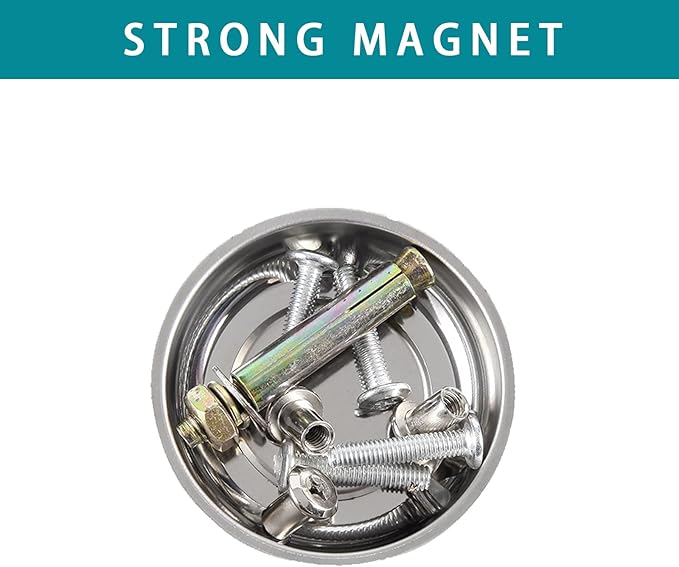 6 Pieces 4.2” Round Magnetic Bowl Trays Set Stainless Steel Magnet Tool Tray Parts Holder for Screws, Sockets, Bolts, Pins, Mechanic's and Automotive