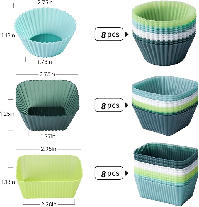 Silicone Cupcake Liners 34 Pack Baking Cups Muffin Liners Nostick Cake Molds - Image 3