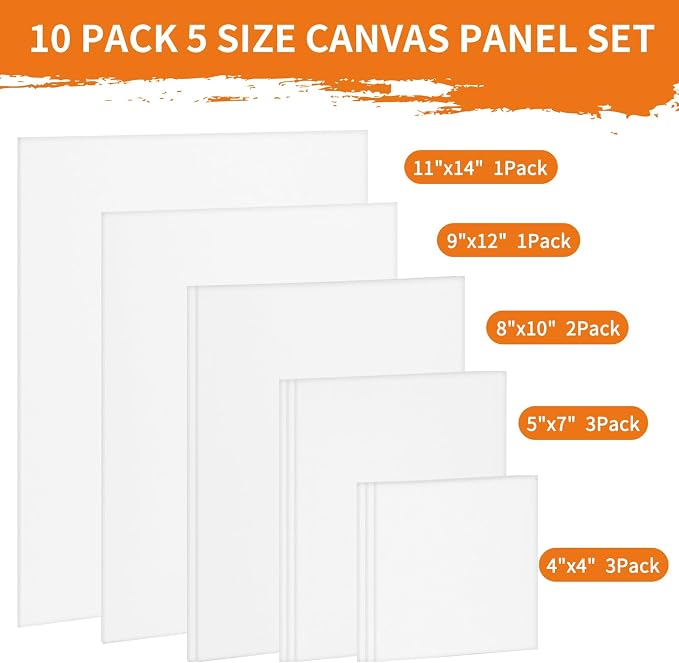 FIXWAL Canvas Boards for Painting 10 Pack, - Image 2