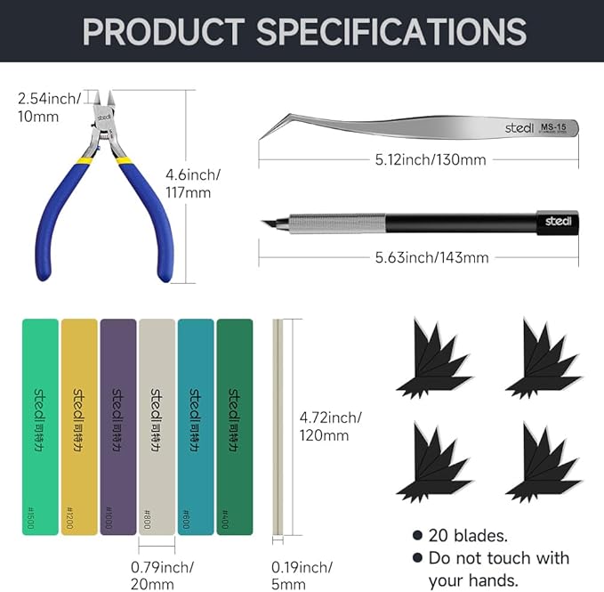 stedi Model Tools Kit for Beginners 14 PCS, Modeler Professional Basic Tools - Image 5