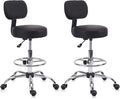 Drafting Stool Chair with Back, Adjustable Foot Rest Backrest Swivel Rolling Stool, Multi-Purpose Office Desk Chair, Thickened Seat for Home Bar Spa Kitchen Shop 2pack