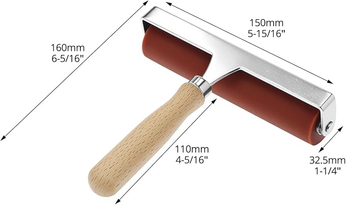 QWORK Soft Rubber Brayer, 40/42 Durometer Roller - Image 3