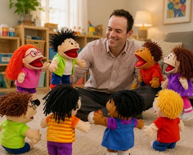 Fun Express Hand Puppets for Kids, 8 Multicultural, 14 Inch | Plush - Image 3
