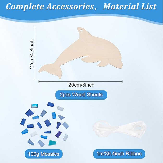 WEBEEDY Make 2 Dolphin Glass Mosaic Kit Creativity DIY Mosaic Kit - Image 2