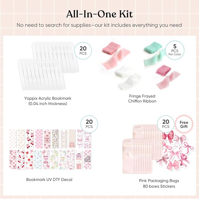 YOPPIX 6x2” Acrylic Bookmark Blanks- 20 Set Bookmark Making Kit - Image 3