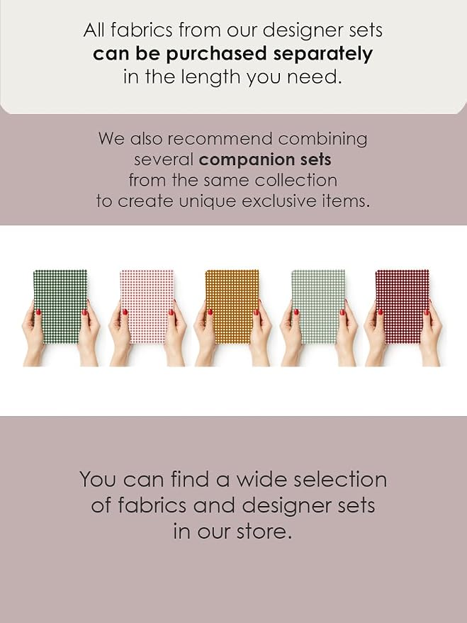 Gingham Cotton Fabric Bundle, 5 Coordinating Checkered Fabric Panels, 23.6 x - Image 3