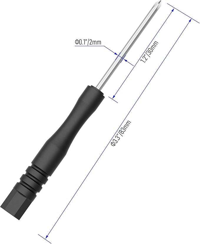 5PCS Mini Phillips Screwdriver, 2mm Cross Head with Black Non-slip Handle for Small Appliances, 3.27"(83mm) Total Length, Non-magnetic