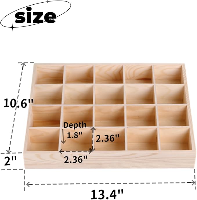 13.4''x10.6''x2'' Wooden Storage Divider Box Showcase Display Box | - Image 2
