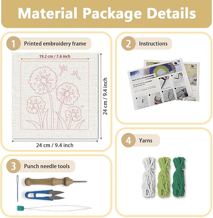 DOODLREAM Dandelion Flower DIY Punch Needle Embroidery Kit - Image 2