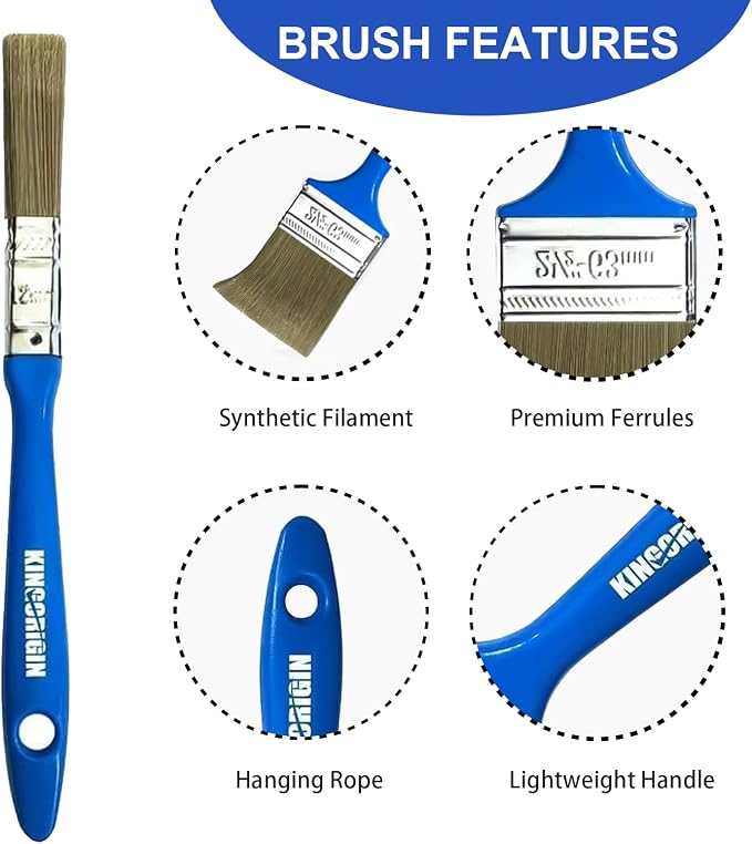 King Origin Small Paint Brush Set, 1/2 Inch | Trim Paint Brushes - Image 3
