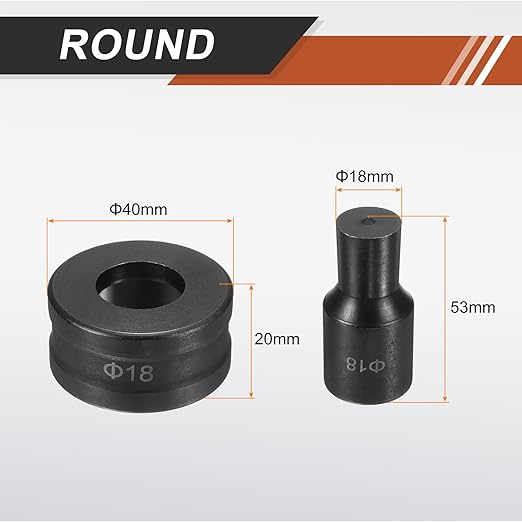 HARFINGTON Hydraulic Hole Punch Die Φ18mm Round Hole 40Cr Steel Electric Punching Kit for CH70 Electric Punching Machine, Black