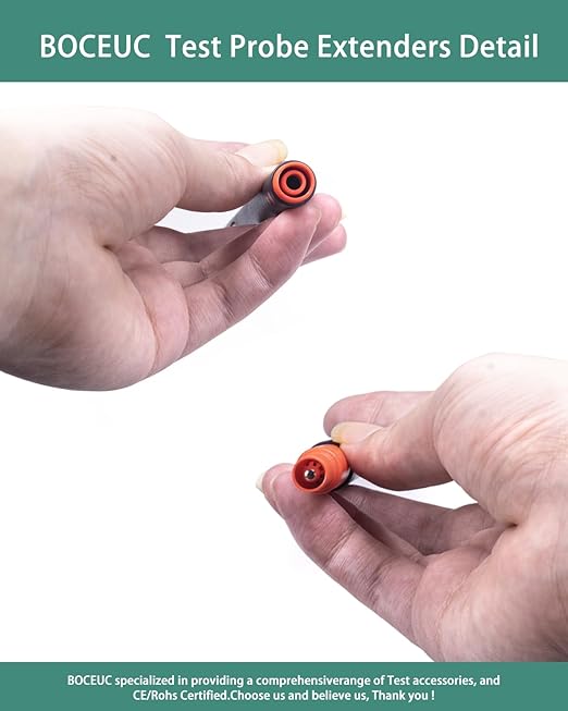Multimeter Leads, Test Probe Extenders Kit, Extenders Fits Between Modular Test Probes& Leads(2 PCS, Black and Red) BC5540200