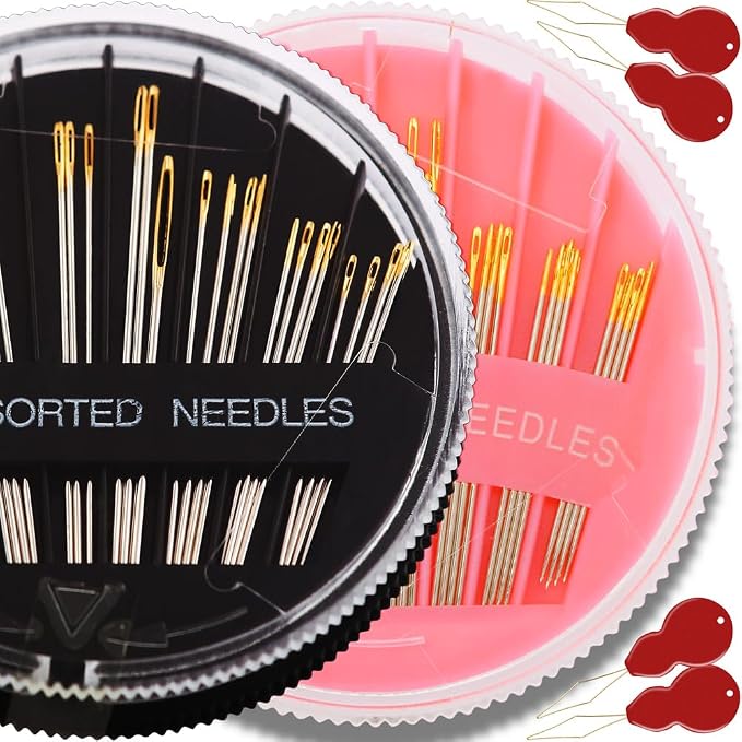 60Pack Sewing Needles for Hand Sewing Repair, 6 Sizes Assorted Needles by JollMono