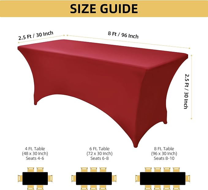 2-Pack 8ft Spandex Table Covers - Image 4