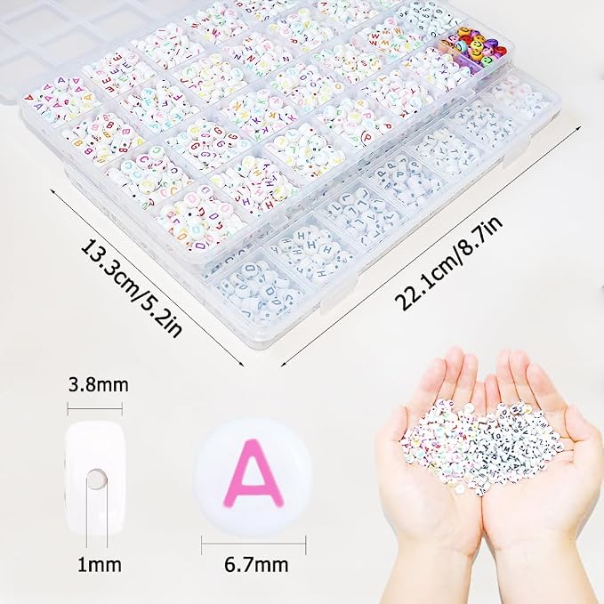 YMSDZHL Alphabet Beads A-Z 1900Pcs Letter Beads, Acrylic 4x7mm Round Letter - Image 5