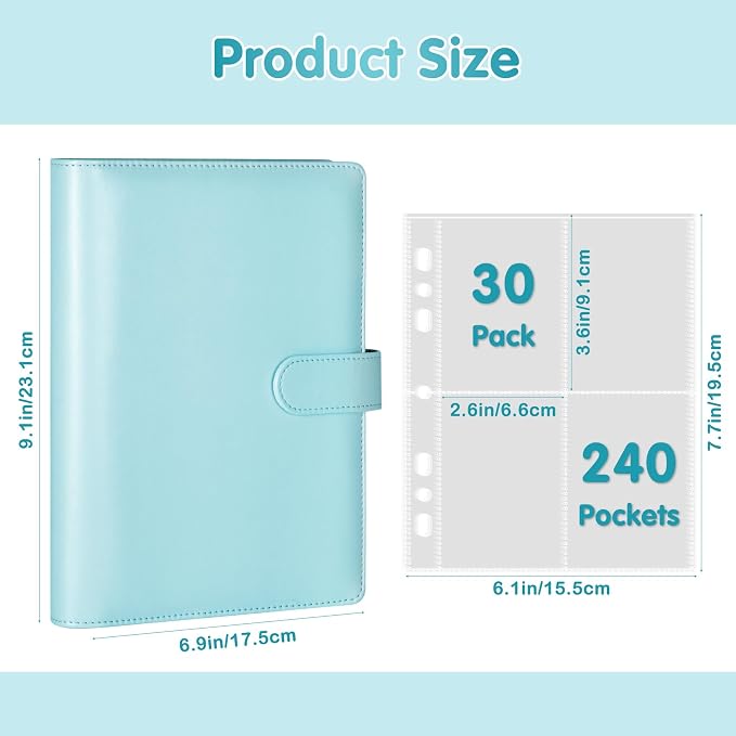 A5 Kpop Photocard Binder with 30 Pack 4-Pocket Card Pages, 6 Ring A5 Binder - Image 5