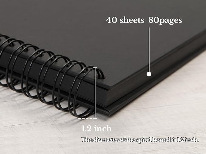 potricher 8 x 8 Inch DIY Scrapbook Photo Album 80 Pages Thick Kraft Blank Black - Image 4
