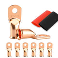 Battery Cable Ends, 8PCS Battery Cable Ends, 2/0 Gauge Wire Connectors 5/16 Copper Wire Lugs, Bare Copper Eyelets with Heat Shrink Tubing