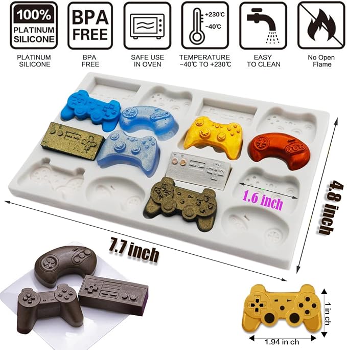SAKOLLA Game Controller Silicone Molds, 16 Cavity Video Game Controller Molds - Image 2
