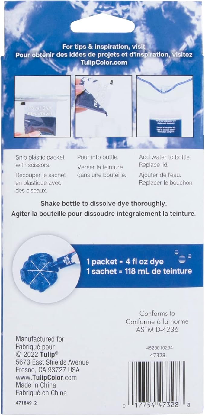Tulip One-Step Tie-Dye Kit, 3 Fabric Dye Refill Packs, Royal Blue - Image 6
