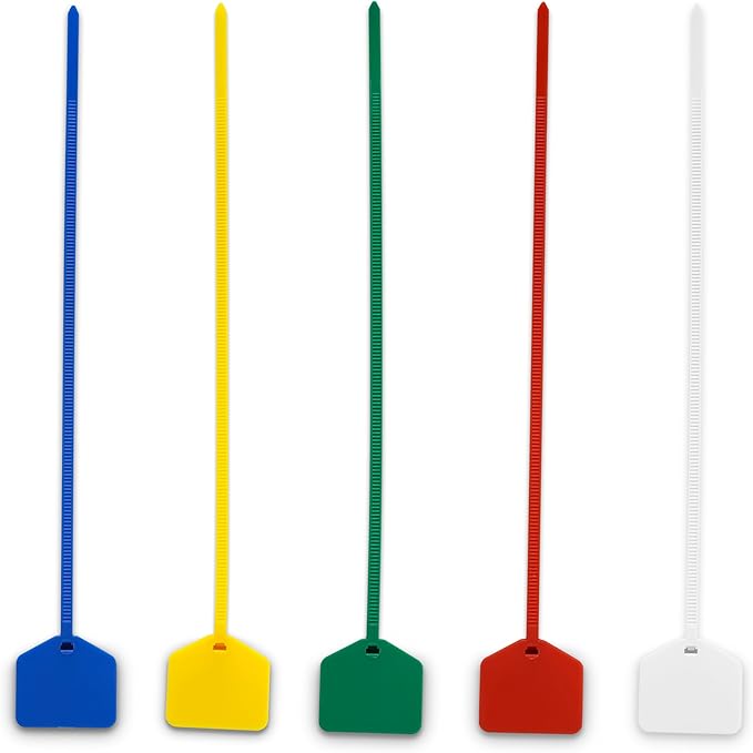 Cable Ties 8 inch, Plastic Water Proof Tags, Self-Locking Written-on Cable Marker, Nylon Zipties Security Seals Label for Cabling, Wire Marking Label, Shipping Hanging Tags - White/ 100pcs