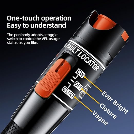 Visual Fault Locator,10-20KM Fiber Optic Cable Tester Meter, VFL Red Light Pen Light Source Testers(Black)